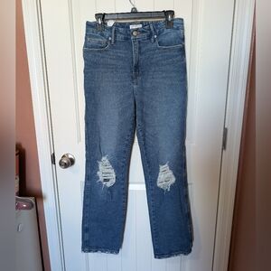 NWT Good American Good Curve Straight Distressed Jeans W8/29 Medium Wash